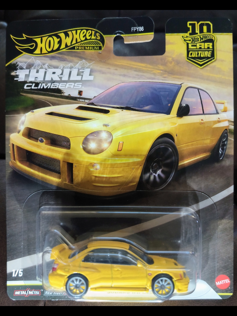Hot Wheels Premium Thrill Climbers Yellow Subaru WRX STI Toy Car